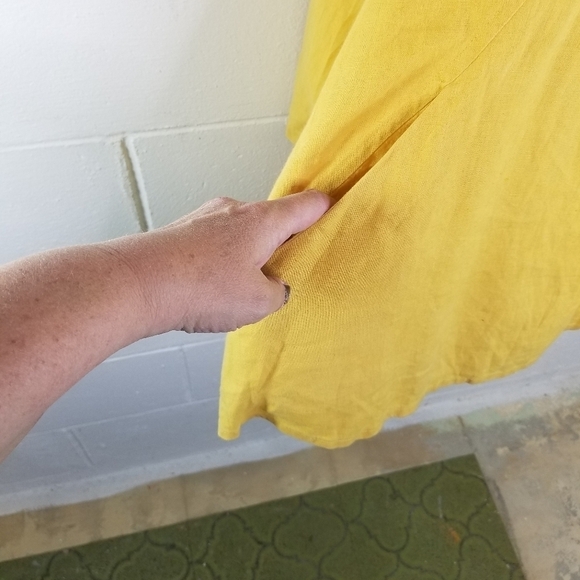 FLAX yellow linen long sleeve oversized lagenlook tunic - Picture 8 of 9